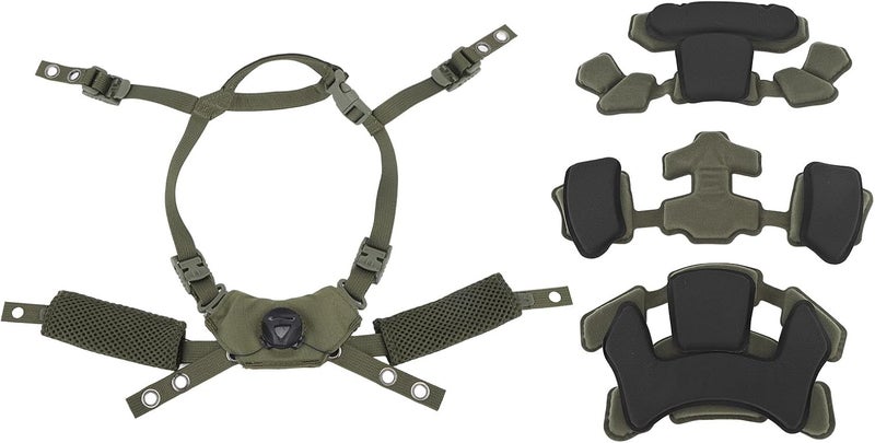 Focket Tactical Helmet Dial Suspension System Chin Strap for ACH, for MICH, for, for FMA, for EXF, Dial Liner Kit with Soft Comfortable Cushion Pads Fastening Screws Accessory (Army - Image 1